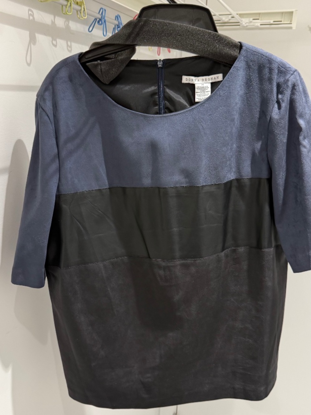 Donna Degnan Faux leather and suede top